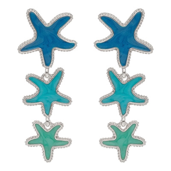 Starfish Linear 3 Drop Earrings - Picture 1 of 1